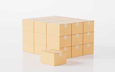 Packaging box and white background, 3d rendering.