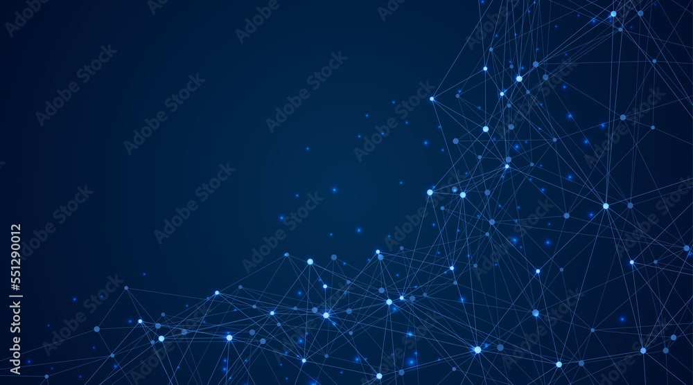 Wall mural technology abstract lines and dots connection background. connection digital data and big data conce