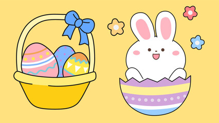 Easter eggs and bunny