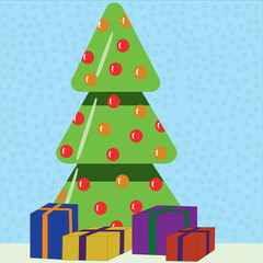 Festive Christmas tree and gifts
