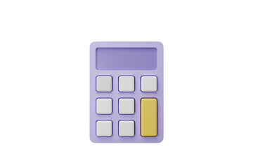 3D rendering illustration Cartoon minimal Calculator icon, concept of financial management, calculator for accounting finance