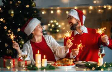 couple having Christmas dinner