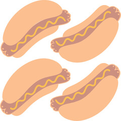Hot Dog in flat style seamless pattern. Vector Illustration
