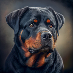 portrait of a rottweiler dog generative ai illustration - obrazy, fototapety, plakaty