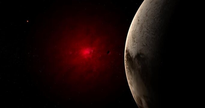 Styx orbiting near Pluto planet in the outer space