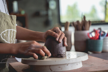 The master class in big workshop on making clay products