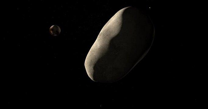 Styx moon orbiting in the outer space with Pluto planet