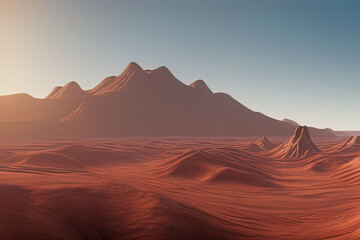 Naklejka premium a desert with a mountain in the distance, a detailed matte painting