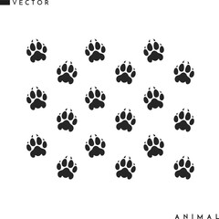 Fototapeta na wymiar Tiger paw prints silhouette. Vector illustration EPS10