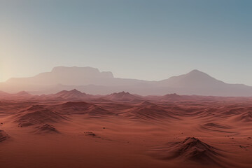 Plakat a desert with a mountain in the distance, a detailed matte painting