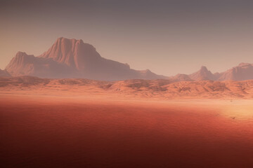 Naklejka premium a desert with a mountain in the distance, a detailed matte painting