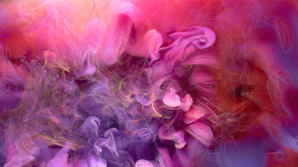 Fototapeta premium Contrasting pink ink abstract background. Acrylic paint backdrop for perfume, hookah, cosmetics. Mysterious smoke clouds, colorful fog