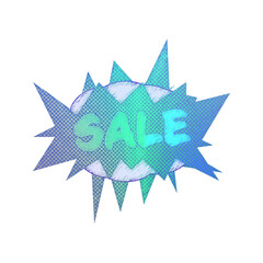 Abstract transparent iridescent grunge sale sticker element.