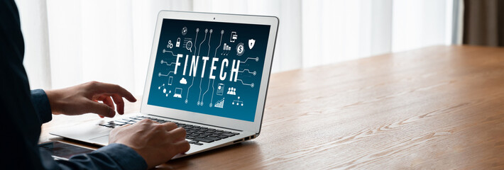 Fintech financial technology software for modish business to analyze marketing strategy