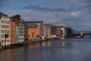 Fototapeta na wymiar Trondheim colourful wharfs