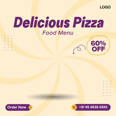 Delicious Pizza Food social media banner post template design 