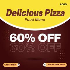 Delicious Pizza Food social media banner post template design 