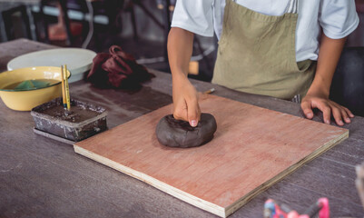 The master class in big workshop on making clay products