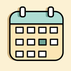 Calendar icon flat vector pastel illustration. Date logo element. Monthly icon vector