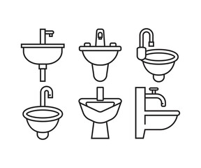 sink and basin icons set illustration