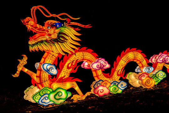 Detail from Chinese Lantern Festival in Novi Sad, Serbia. Festival was made to commemorate Chinese New Year  and created by art lantern company Zigong