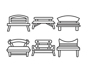 bench and chair icons line illustration