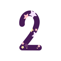 colorful cute star number for decorating or printing for cards or banner