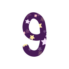 colorful cute star number for decorating or printing for cards or banner