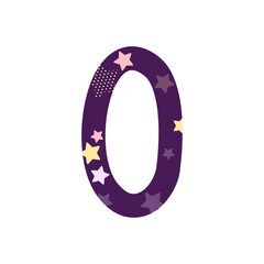 colorful cute star number for decorating or printing for cards or banner