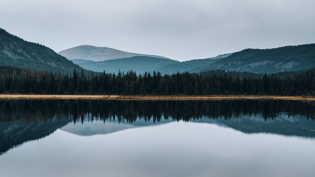 Lake in the mountains with reflection