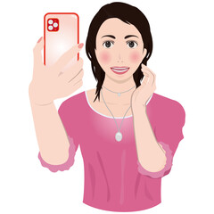 自撮り　SNSに投稿する女性