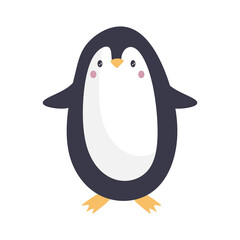 Cartoon penguin vector. Cute baby penguin isolated on white background. Funny child bird. Scandinavian childish character. Flat vector illustration eps10