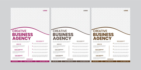 a bundle of 3 design a4 size, corporate flyer template. perfect editable company, creative modern, flyer multipurpose template
