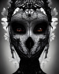 Digital Illustration Dark Gothic Woman Doll