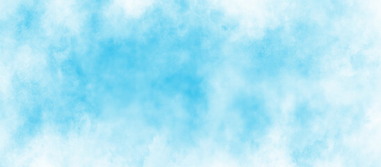 Beautiful cloudscape with natural white tiny clouds, shiny and bright colorful watercolor shades blue sky background, Blue sky background and white blurry, clear, and puffy clouds.