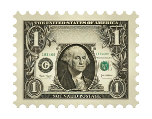 Obraz premium One dollar bill retouched as a postage stamp.