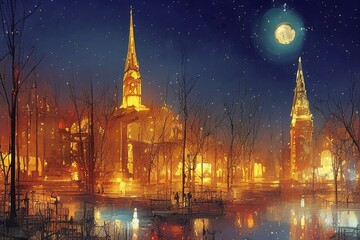 Fototapeta premium mosque at night