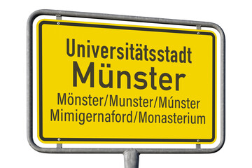 Unistadt Münster, Namen in münsterländisch, nl, friesisch, altsächsisch und lateinisch - obrazy, fototapety, plakaty