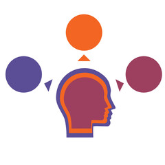 Infographics, Template for 3 positions, colorful circles for text round, color head man