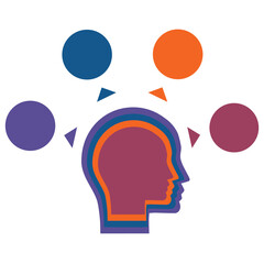 Infographics, Template for 4 positions, colorful circles for text round, color head man