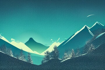 winter mountain landscape with mountains