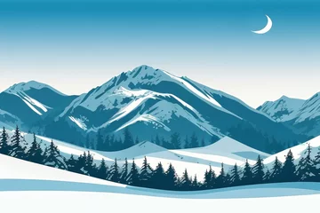 Schilderijen op glas winter mountain landscape © LikotoArtworks