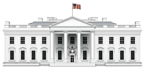 North View of the White House 3D Illustration - obrazy, fototapety, plakaty