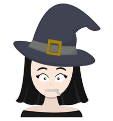 vector illustration of a cartoon witch with a zipper in her mouth