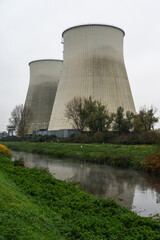 Vilvoorde, Flemish Brabant, Belgium,  The Engie gas operated power plants and the River Senne