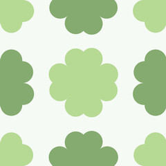 Vector fabric pattern illustration white background abstract four leaf clover patterns cute vertical green pastel color different size clover flower seamless pattern illustration wallpaper abstract.