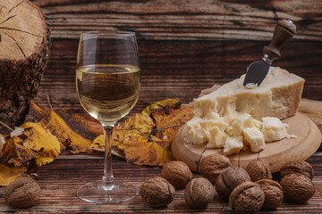 A glass of white wine