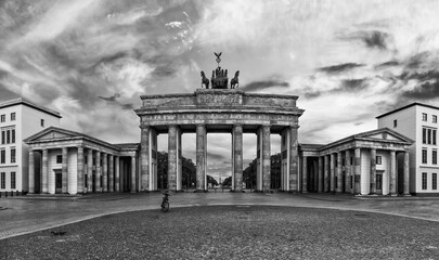 Brandenburg Gate or Brandenburger Tor, black and white image, vintage style