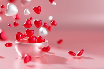 Fototapeta na wymiar Valentine heart shape background, 3d rendering