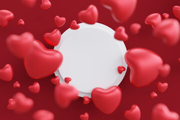 Valentine heart shape frame background, 3d rendering